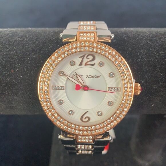 Betsey Johnson NIB 2 tone bling face watch main image 5